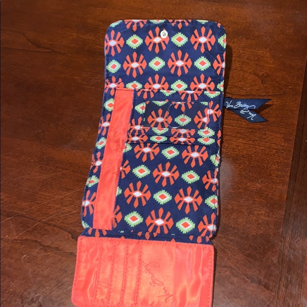 Vera Bradley Sun Valley Navy Orange & White Wallet - Picture 5 of 6